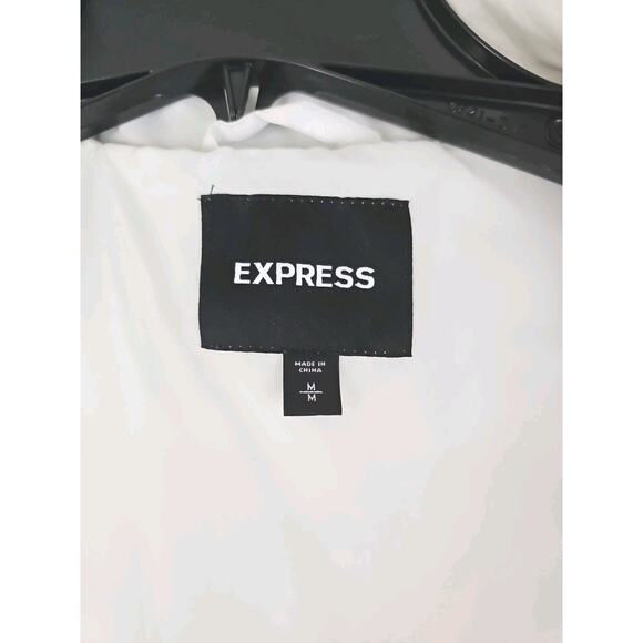 EXPRESS ~Men's Size M~ White Snow Puffer Watetproof & Warm Coat Zip-Up Jacket. - Picture 2 of 16